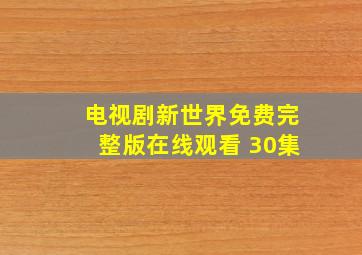 电视剧新世界免费完整版在线观看 30集